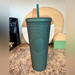 Starbucks Dark Green Studded Tumbler with Straw